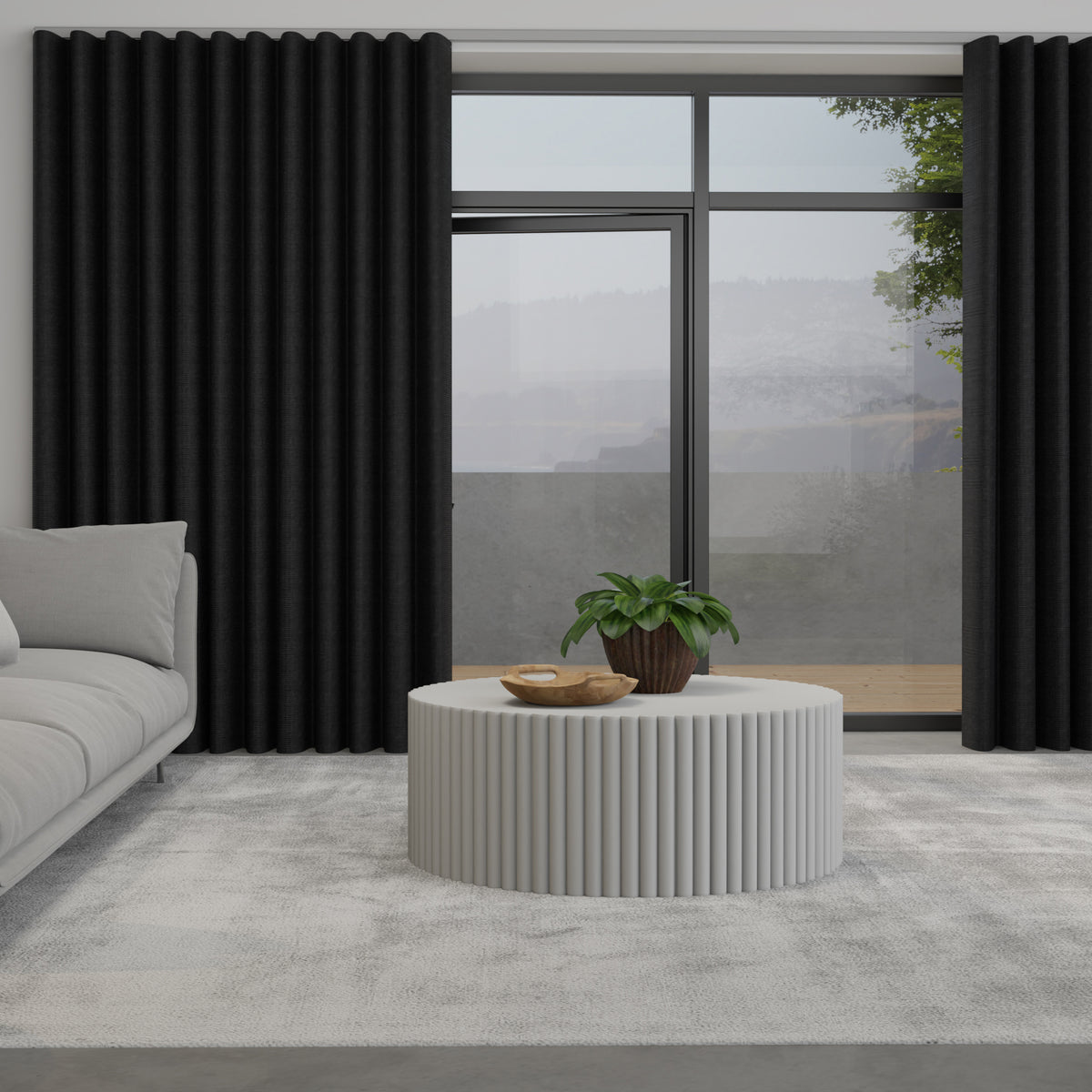 Lugano Made to Measure Wave Curtain + FREE Track Ebony