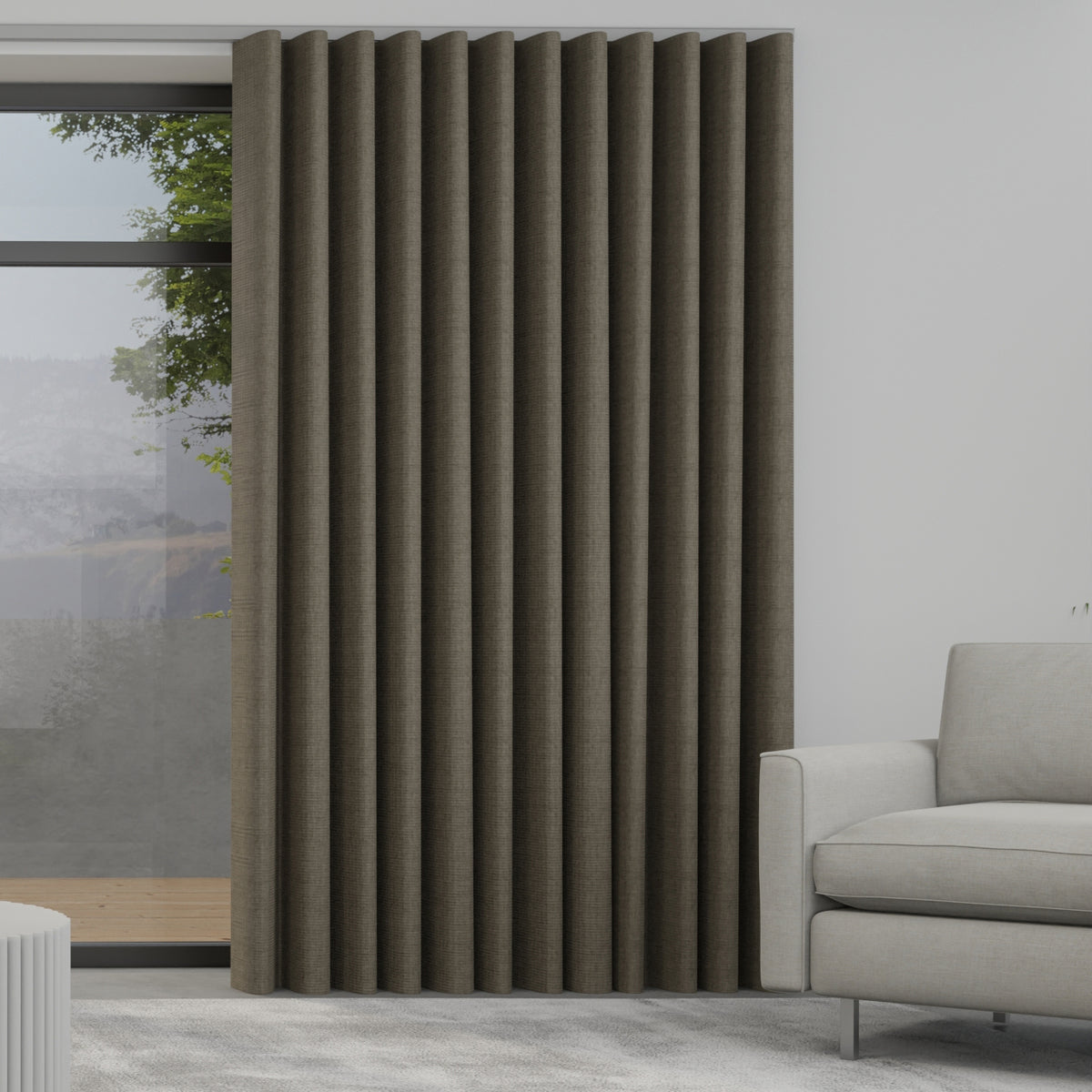 Lugano Made to Measure Wave Curtain + FREE Track Hessian