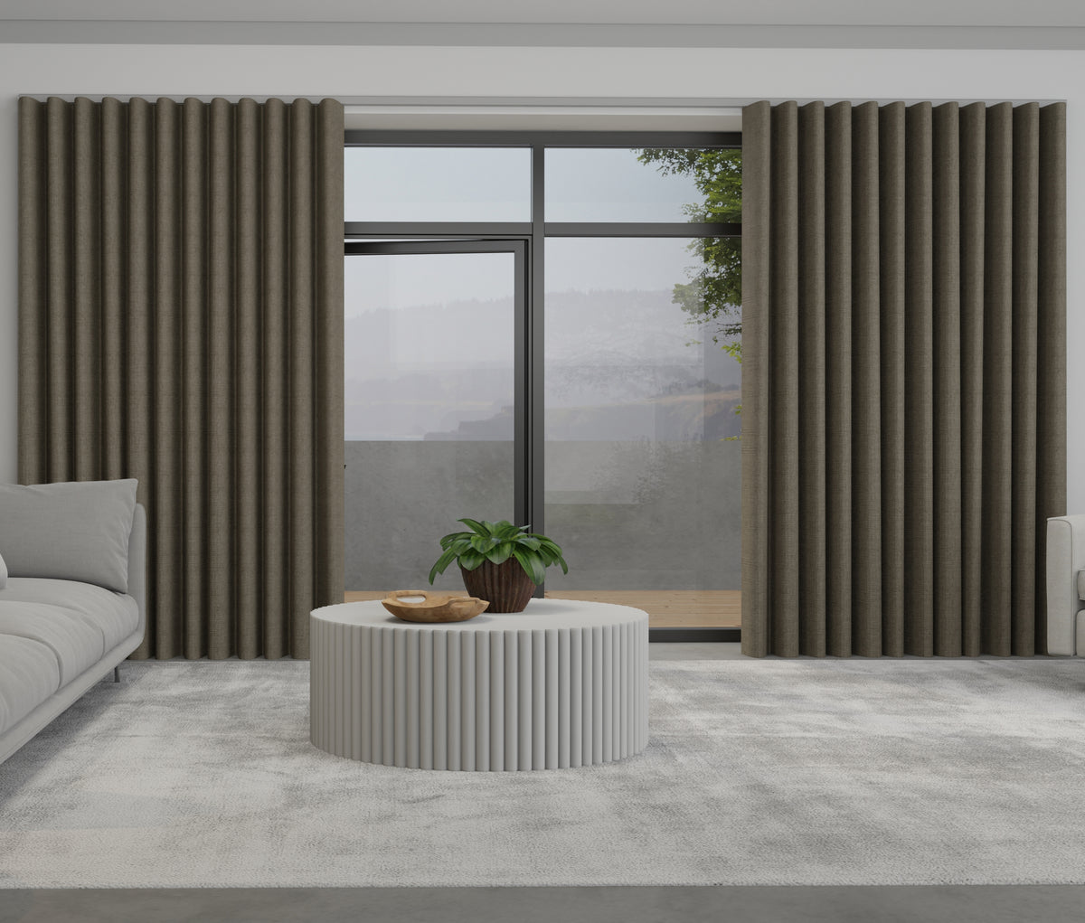 Lugano Made to Measure Wave Curtain + FREE Track Hessian