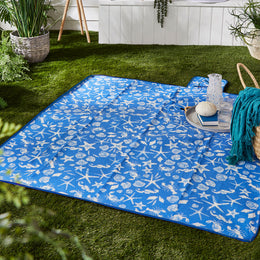 Coastal Bay 135cm x 150cm Picnic Blanket Blue