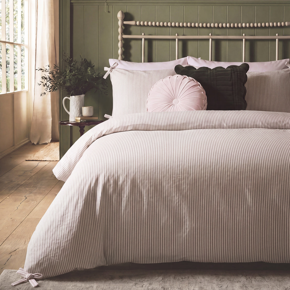 Laura Ashley Cornish Stripe Duvet Cover Bedding Set Natural
