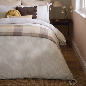 Laura Ashley Cornish Stripe Duvet Cover Bedding Set Natural