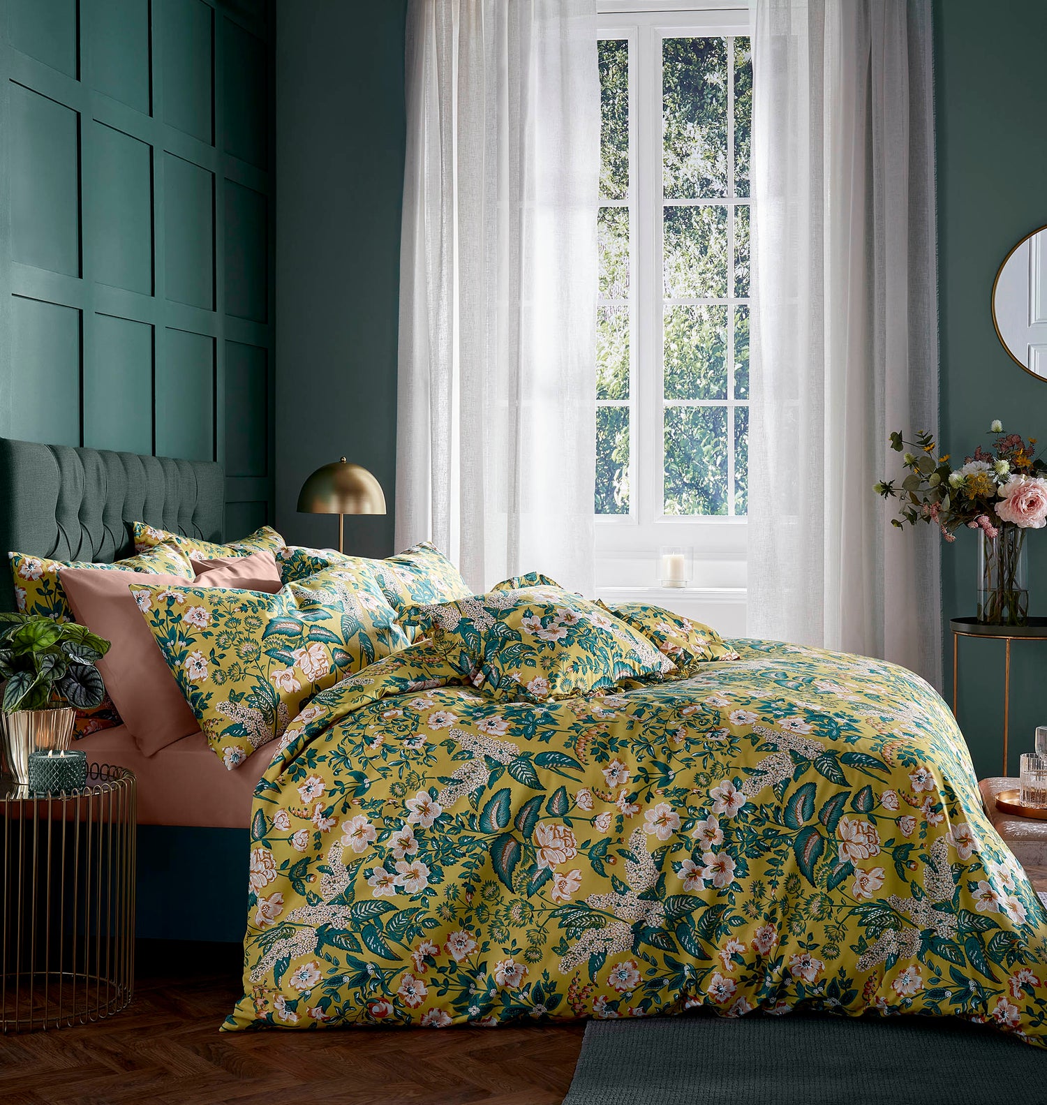 Amanda Holden Cotswold Floral Duvet Cover Bedding Set Ochre