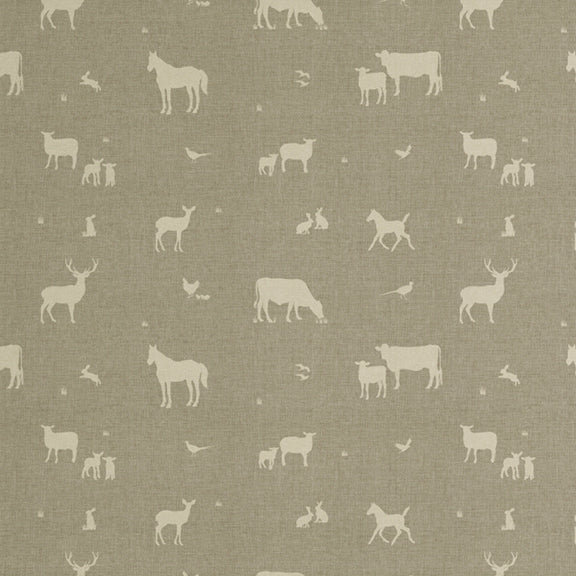 ANTE DECOR Country Animals Printed Cotton Made To Measure Roman Blind Beige Cream