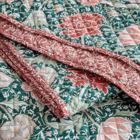 William Morris At Home Cray 235cm x 235cm Bedspread Forest Green Cranberry