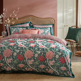 William Morris At Home Cray Duvet Cover Bedding Set Forest Green-Cranberry