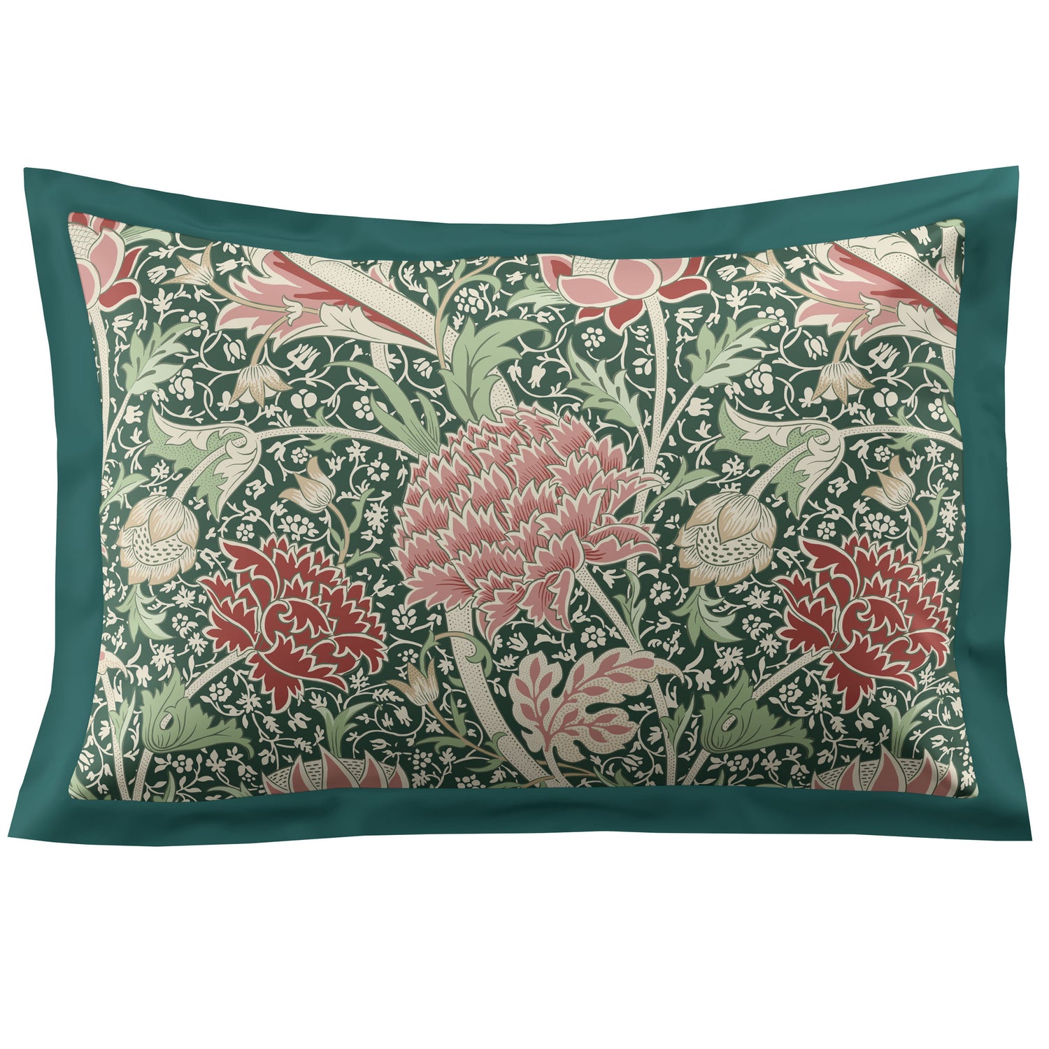 William Morris At Home Cray Pair of Oxford Pillowcases Forest Green-Cranberry
