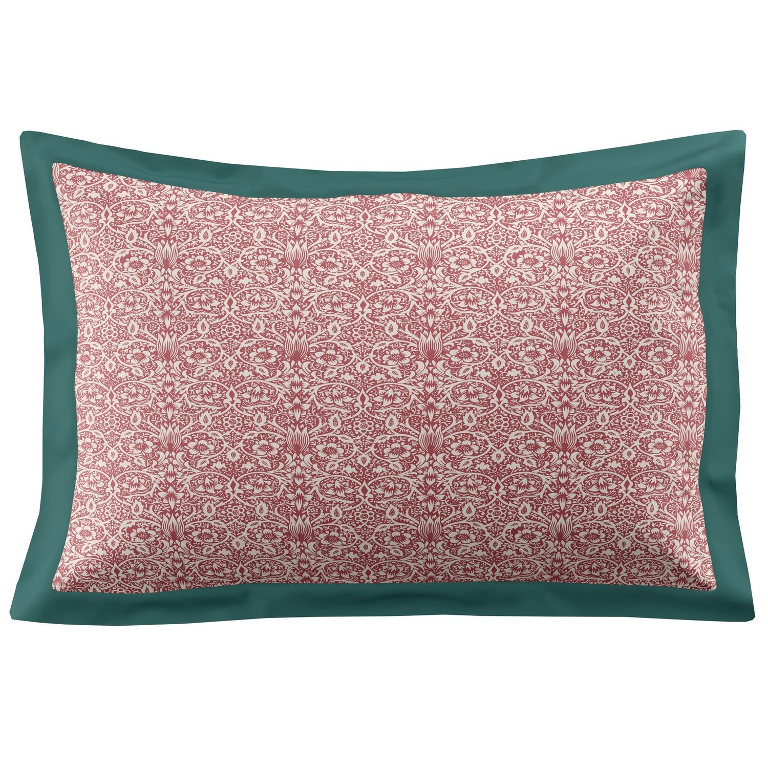 William Morris At Home Cray Pair of Oxford Pillowcases Forest Green-Cranberry