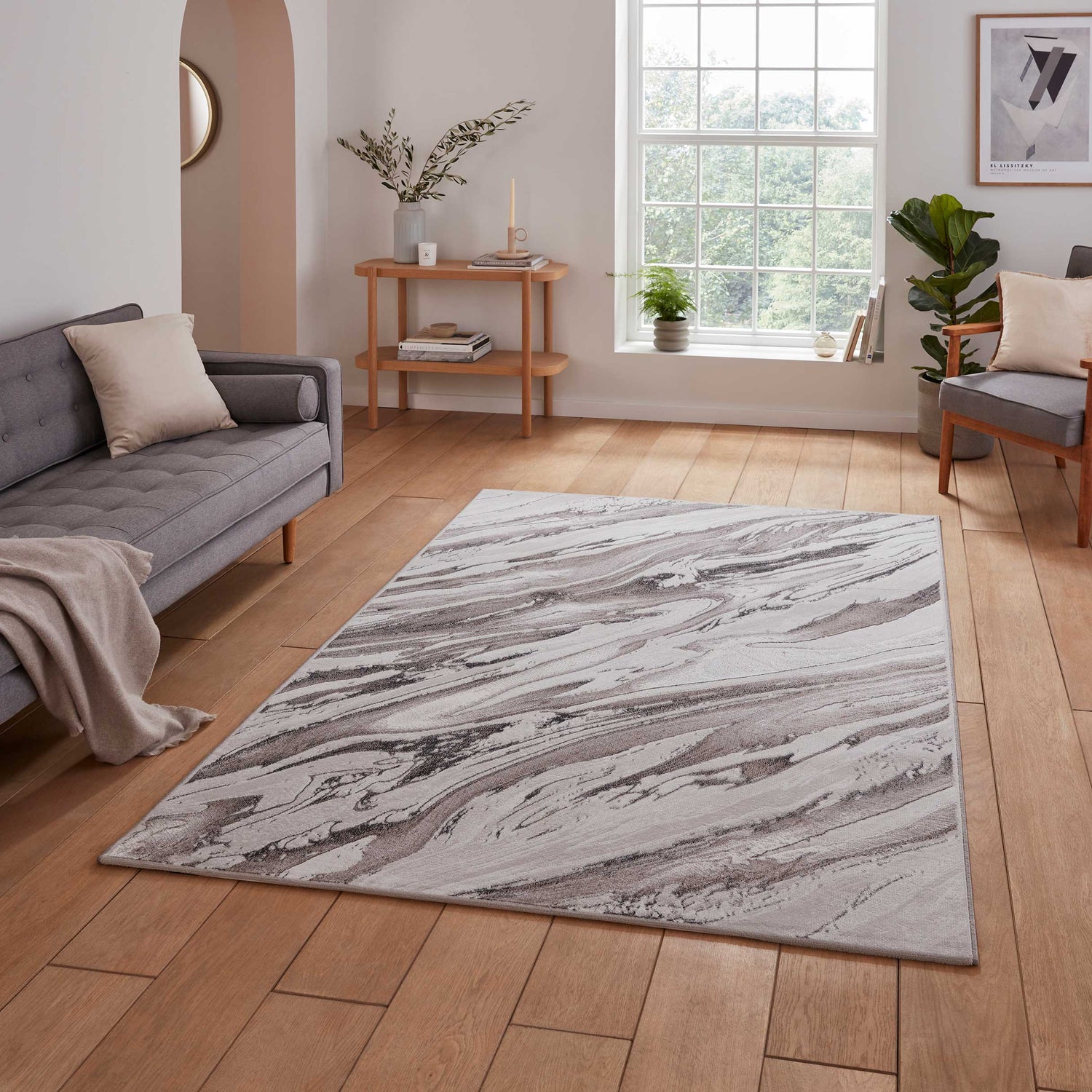 Creation 50100 Metallic Effect Yarn Rug Cream Beige