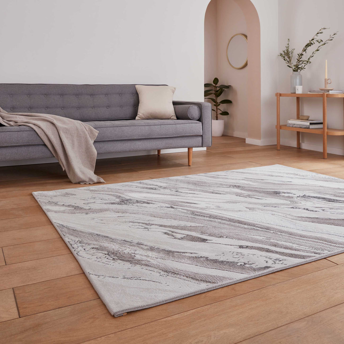 Creation 50100 Metallic Effect Yarn Rug Cream Beige