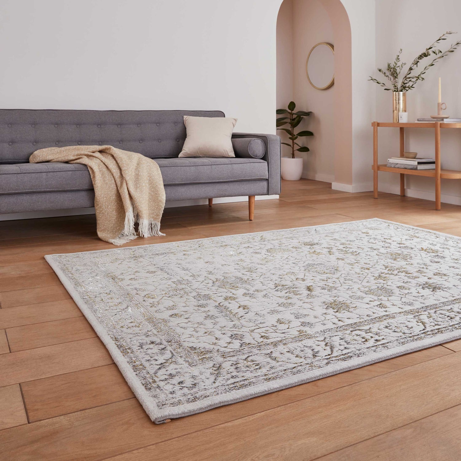 Creation 50112 Metallic Effect Yarn Rug Grey Gold