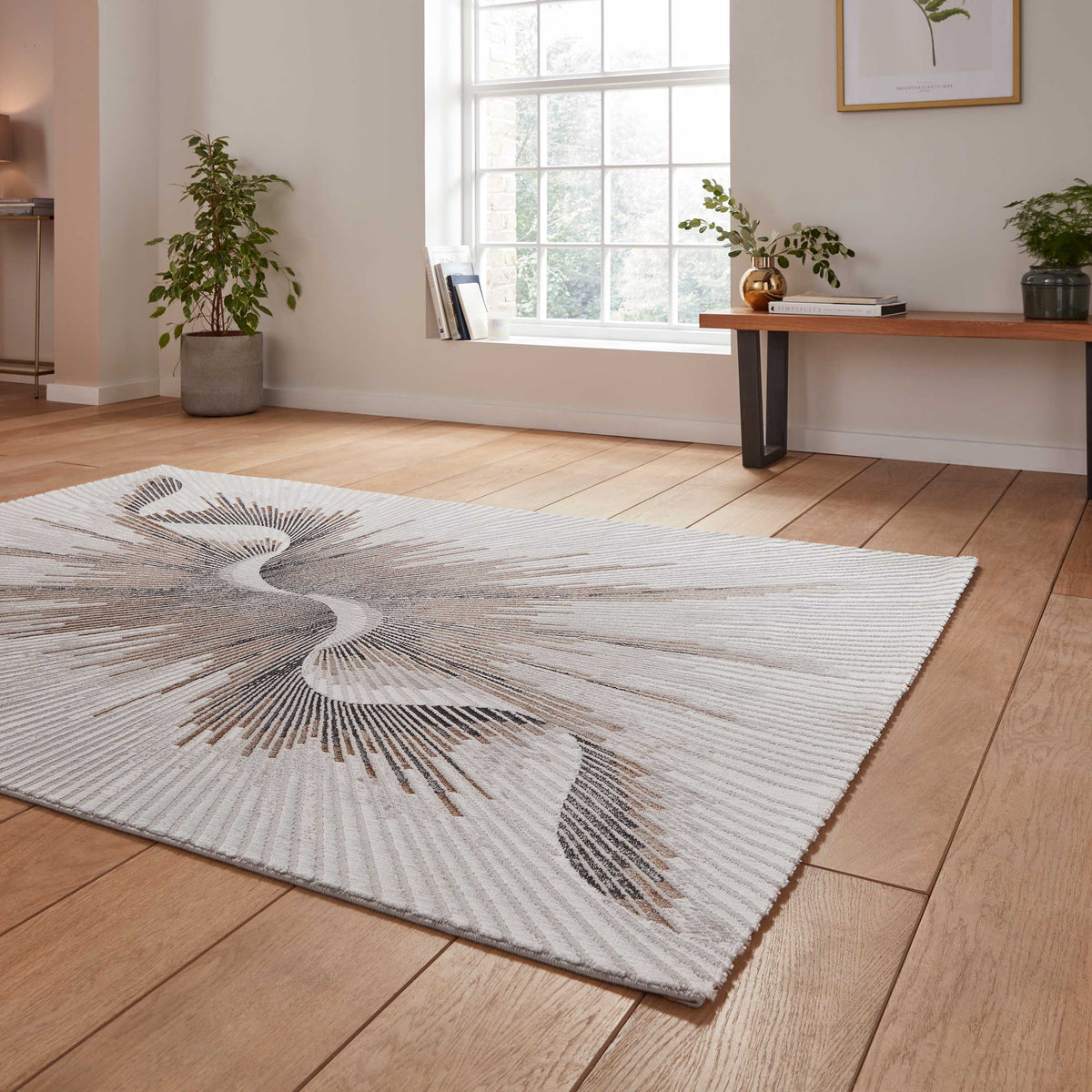 Creation 50156 Metallic Effect Yarn Rug Bronze beige