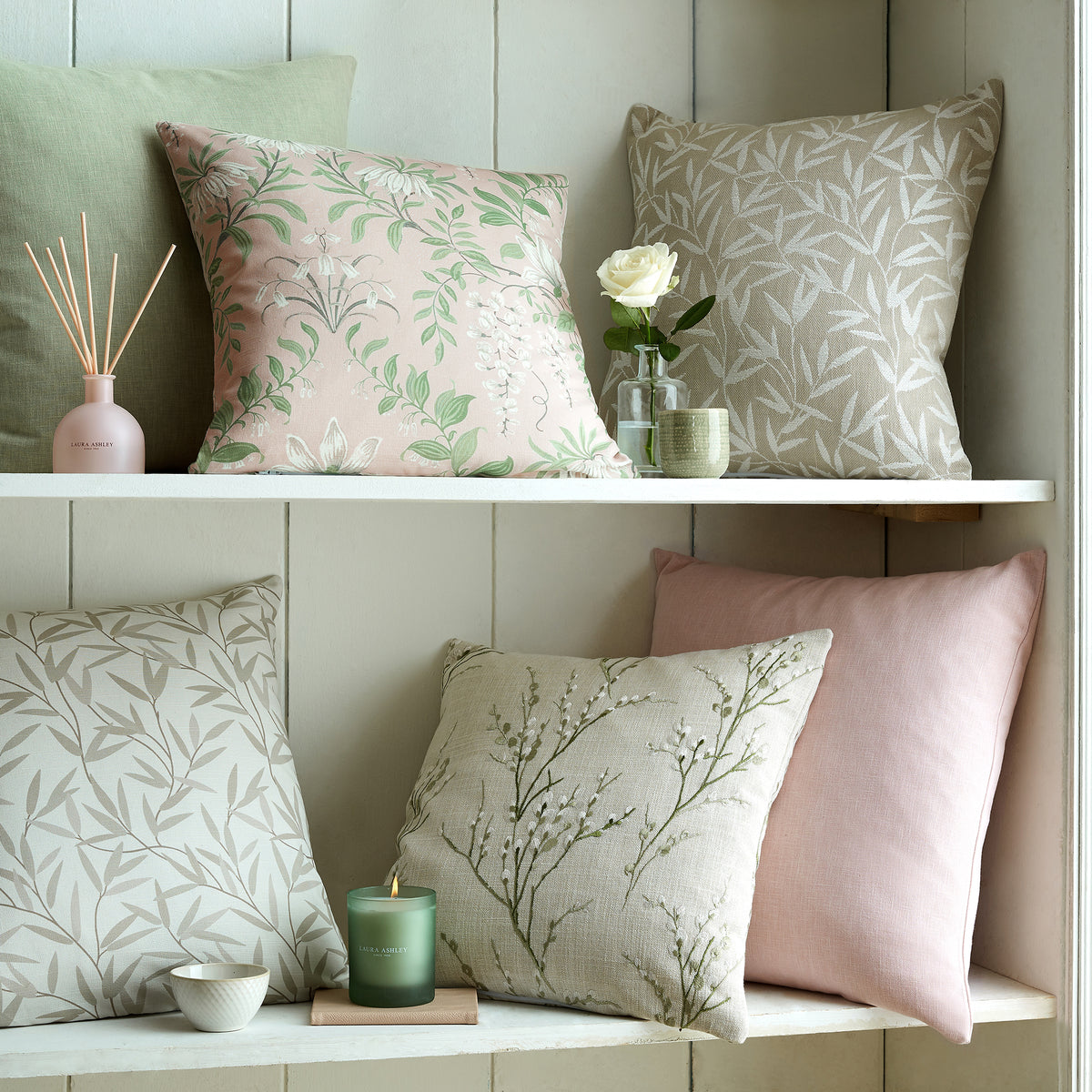 Laura Ashley Pussy Willow Embroidered Fabric Hedgerow