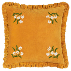 Daisy Frill Embroidered Filled Cushion 45cm x 45cm Gold