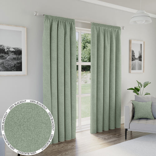 Dallas Thermal Textured Ready Made Blackout Curtains Green