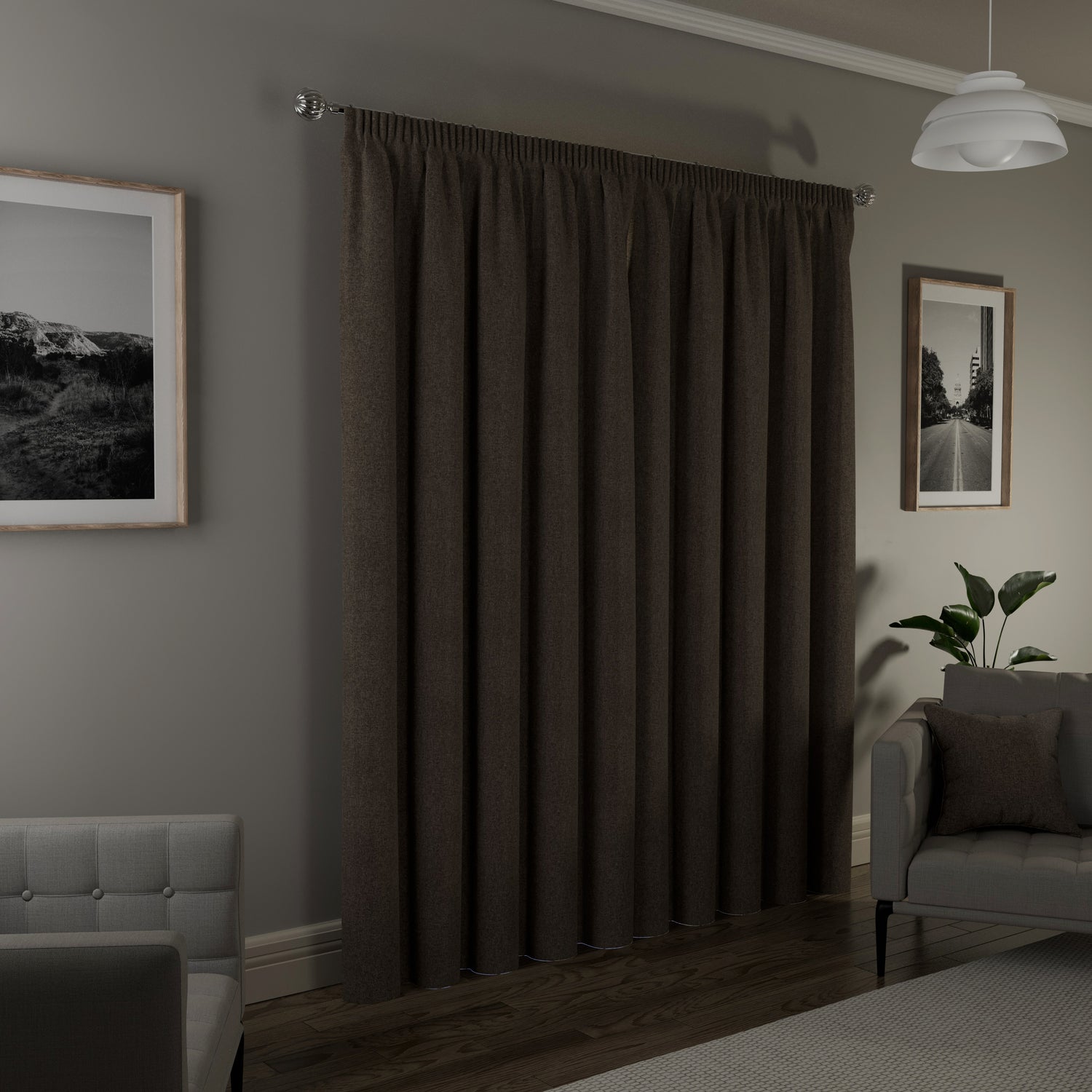 Dallas Thermal Ready Made Blackout Pencil Pleat Curtains Natural