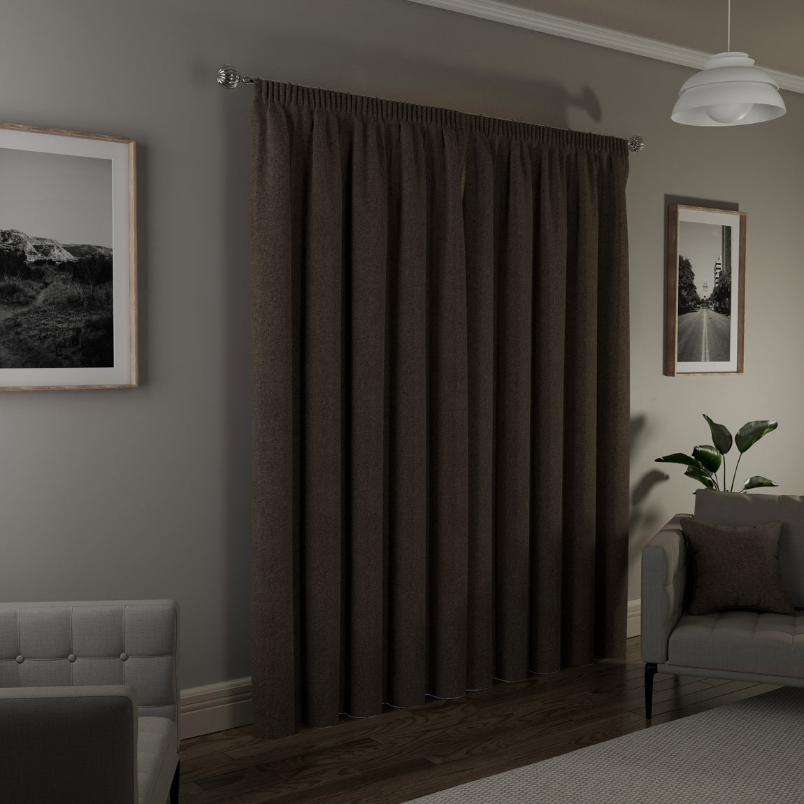 Dallas Thermal Ready Made Blackout Pencil Pleat Curtains Natural