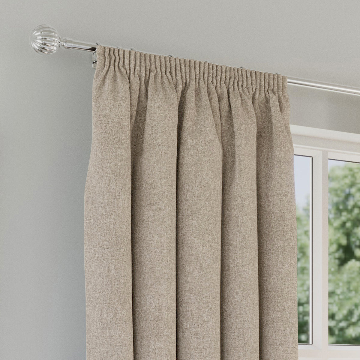 Dallas Thermal Ready Made Blackout Pencil Pleat Curtains Natural