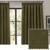 Furn. Dawn Textured Ready Made Pencil Pleat Blackout Curtains Olive