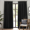 Furn. Dawn Textured Ready Made Pencil Pleat Blackout Curtains Black