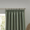 Furn. Dawn Textured Ready Made Pencil Pleat Blackout Curtains Eucalyptus