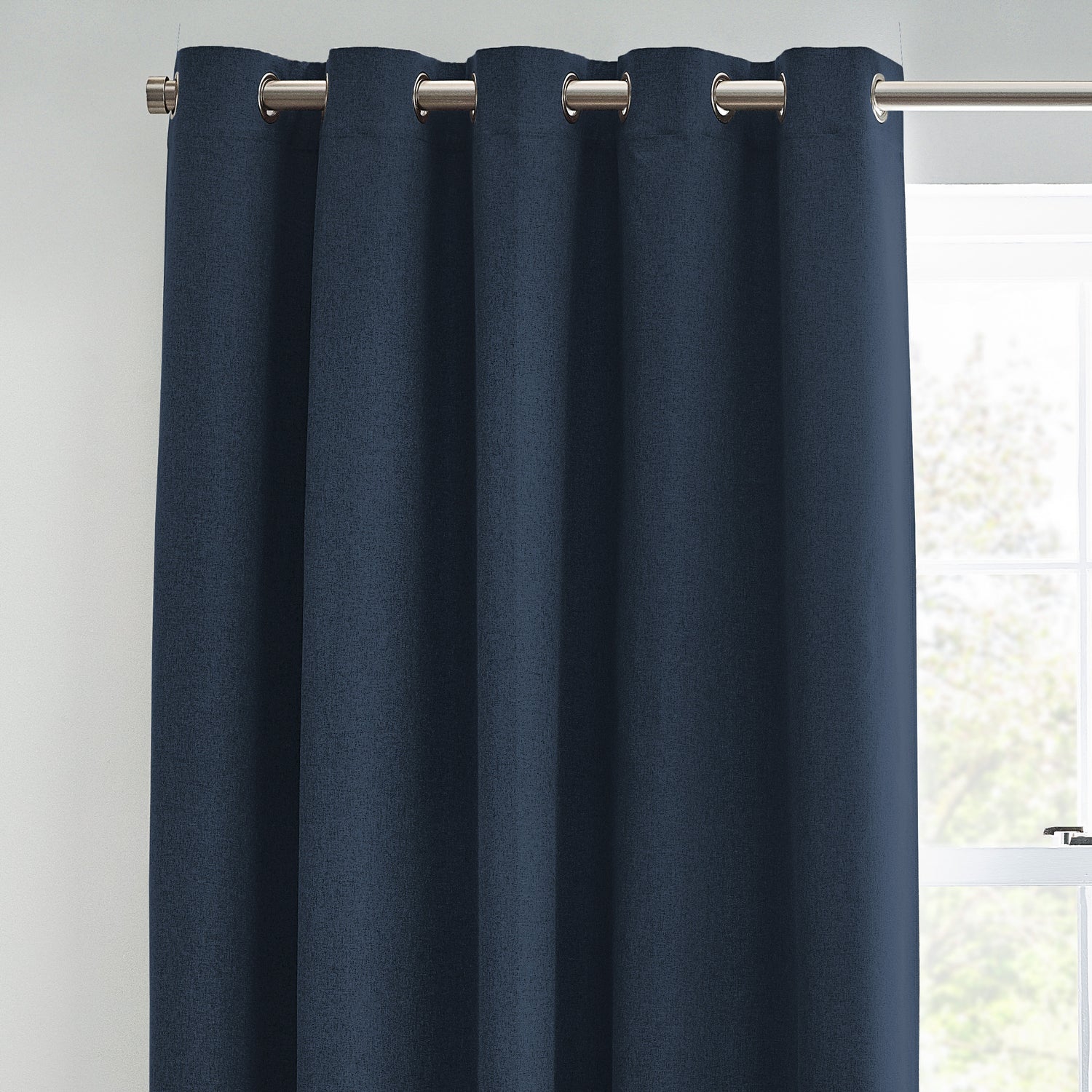 Furn. Dawn Textured Ready Made Eyelet Blackout Curtains Midnight