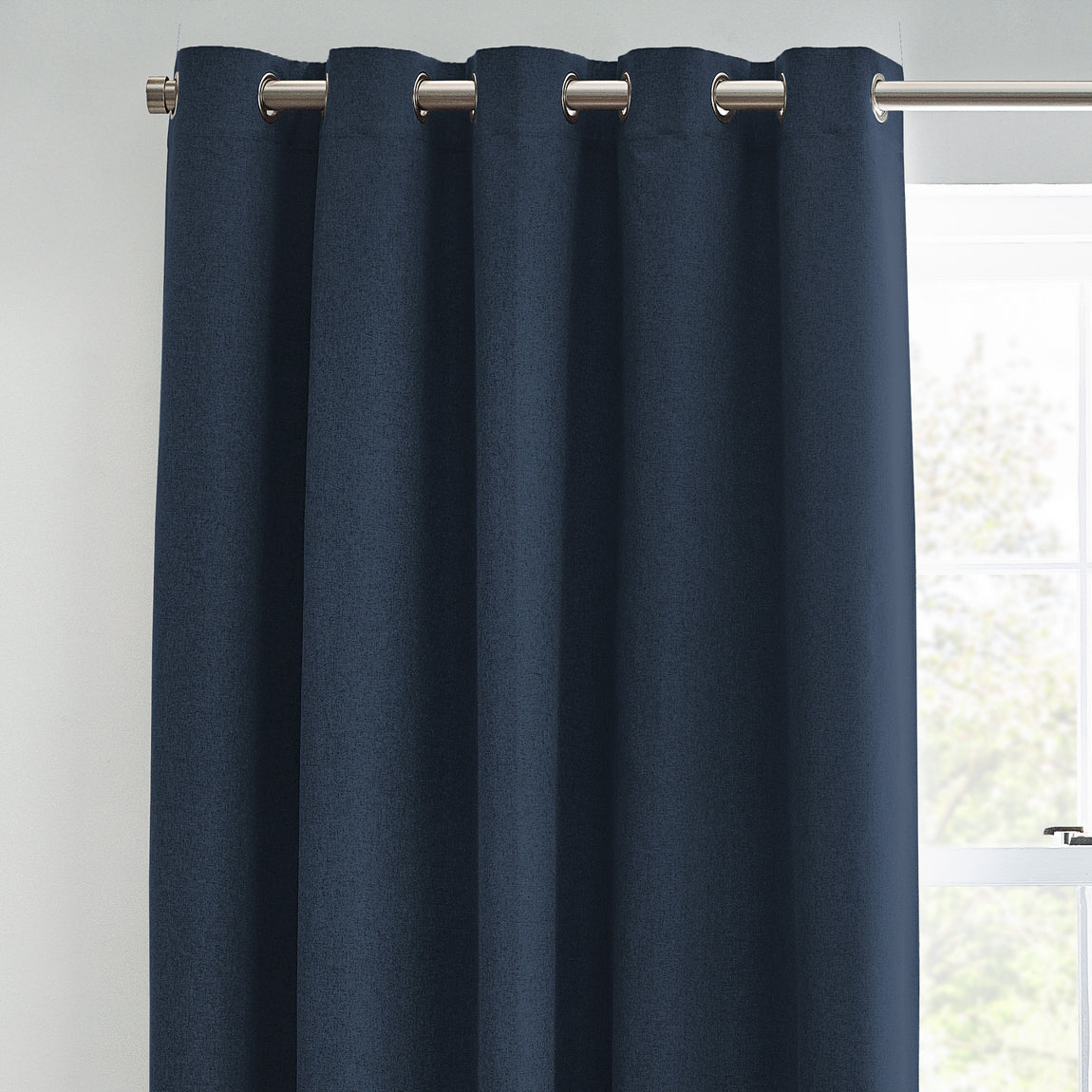 Furn. Dawn Textured Ready Made Eyelet Blackout Curtains Midnight