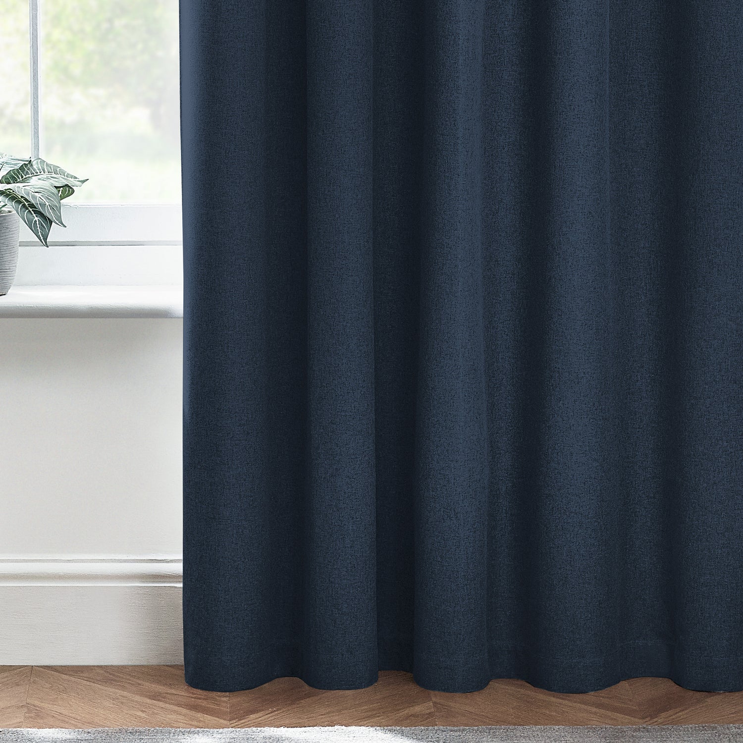 Furn. Dawn Textured Ready Made Eyelet Blackout Curtains Midnight