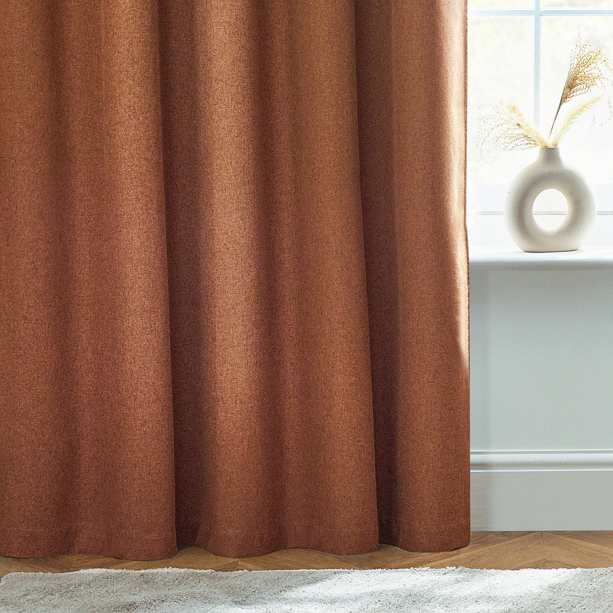 Furn Dawn Thermal Blackout Ready Made Eyelet Curtains Brick