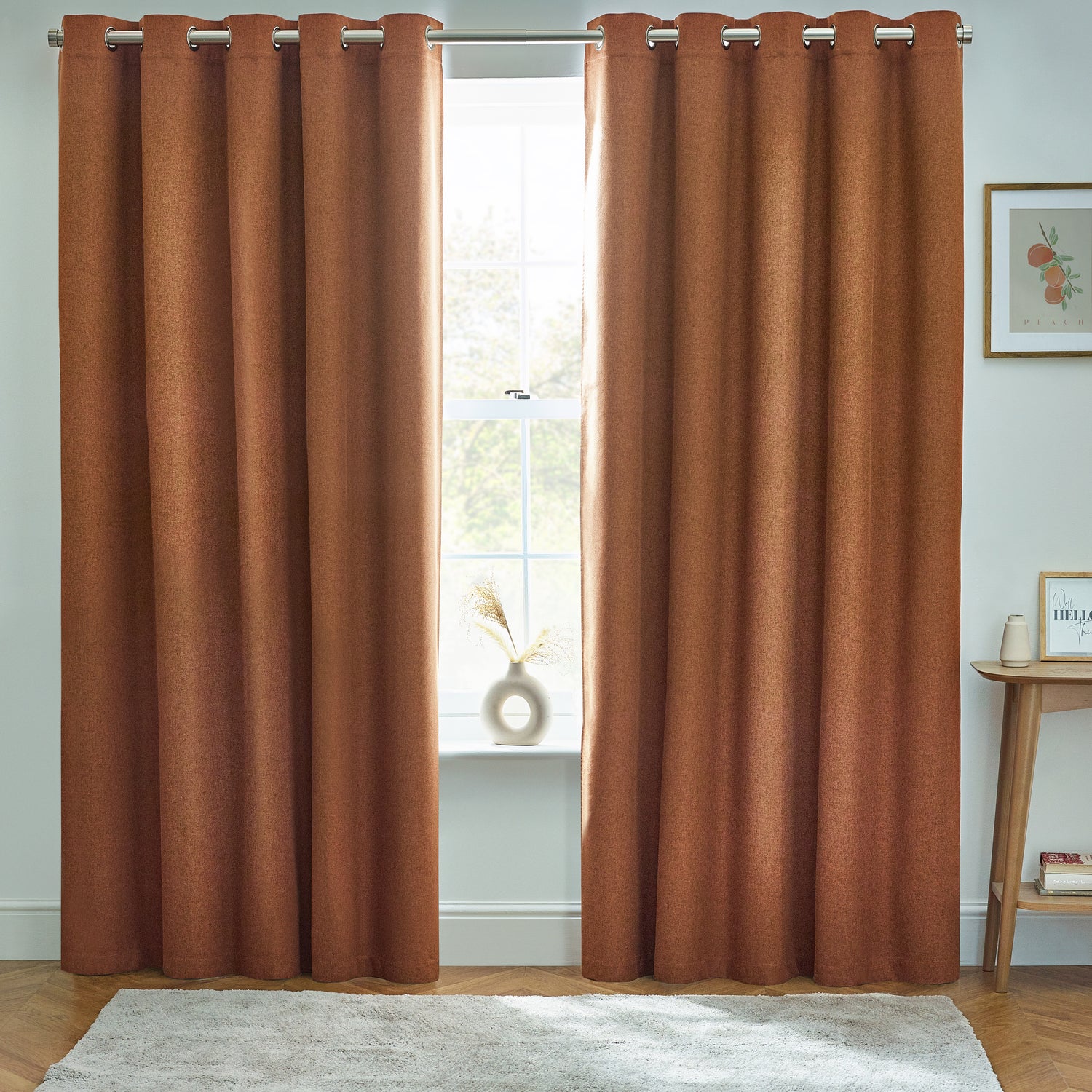 Furn Dawn Thermal Blackout Ready Made Eyelet Curtains Brick