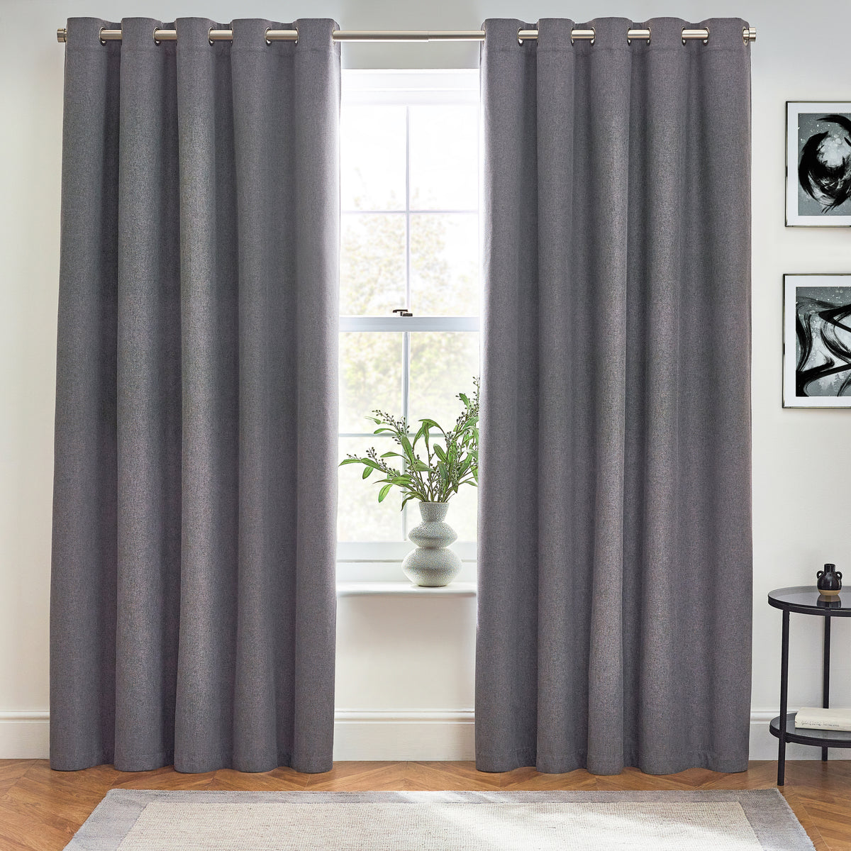 Furn Dawn Thermal Blackout Ready Made Eyelet Curtains Charcoal