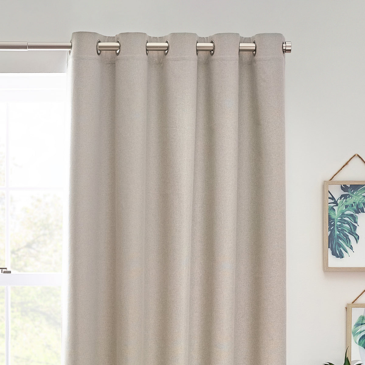 Furn Dawn Thermal Blackout Ready Made Eyelet Curtains Linen
