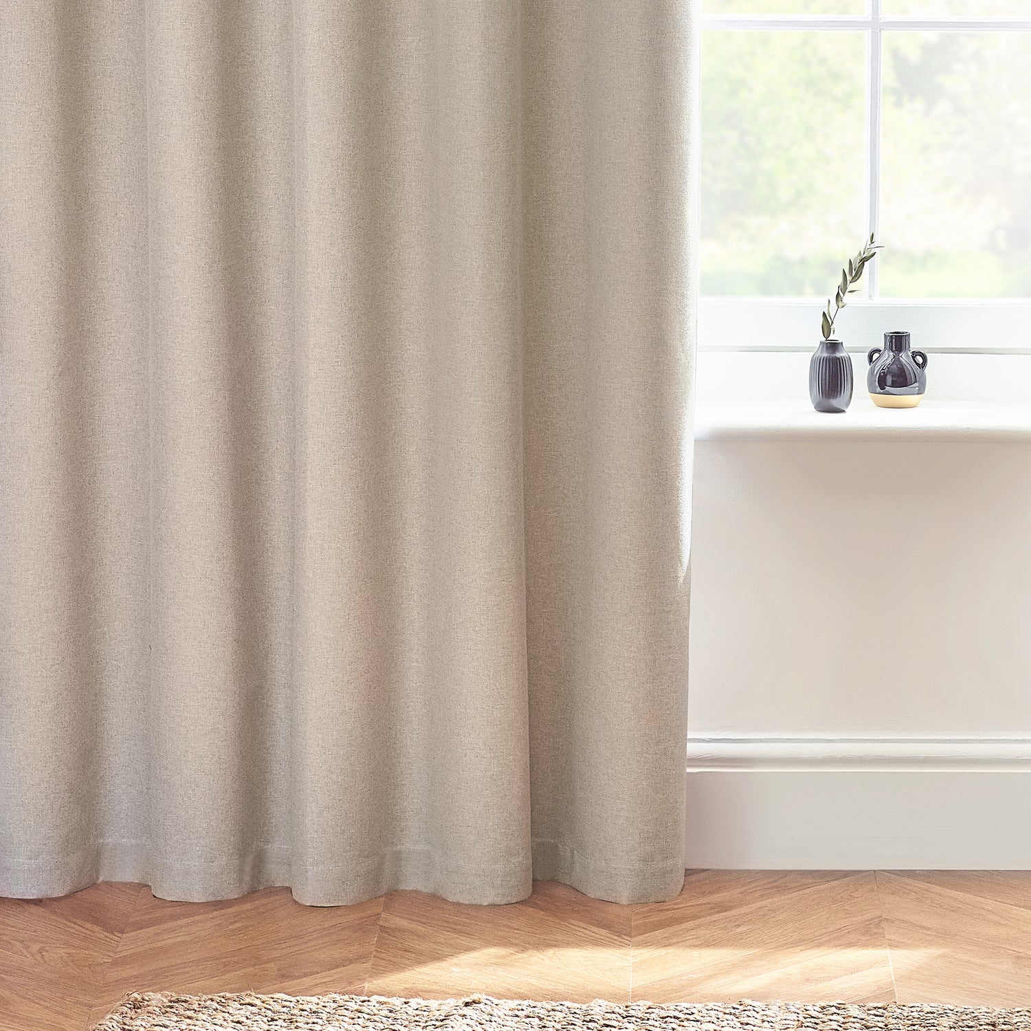 Furn Dawn Thermal Blackout Ready Made Eyelet Curtains Linen