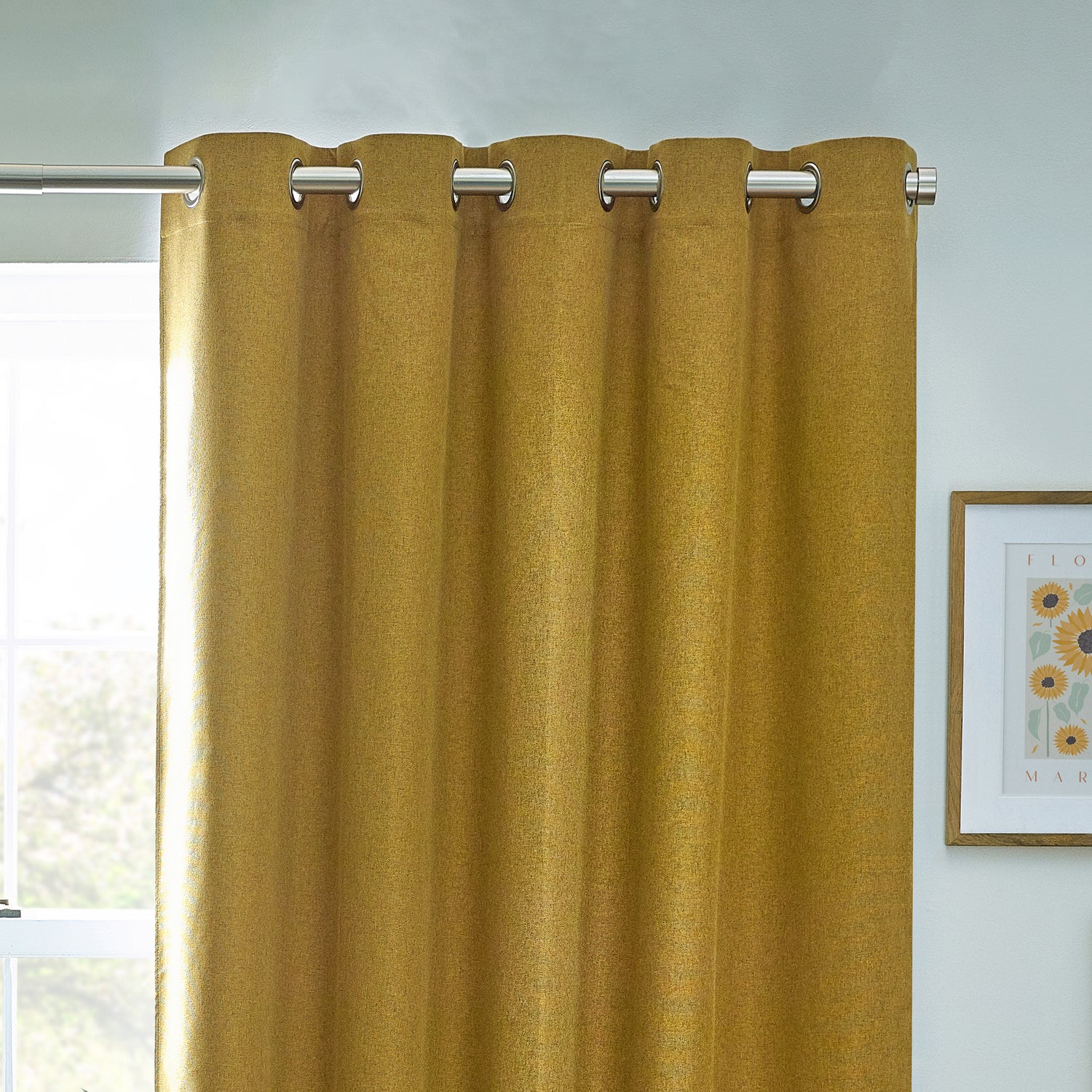Furn Dawn Thermal Blackout Ready Made Eyelet Curtains Mustard