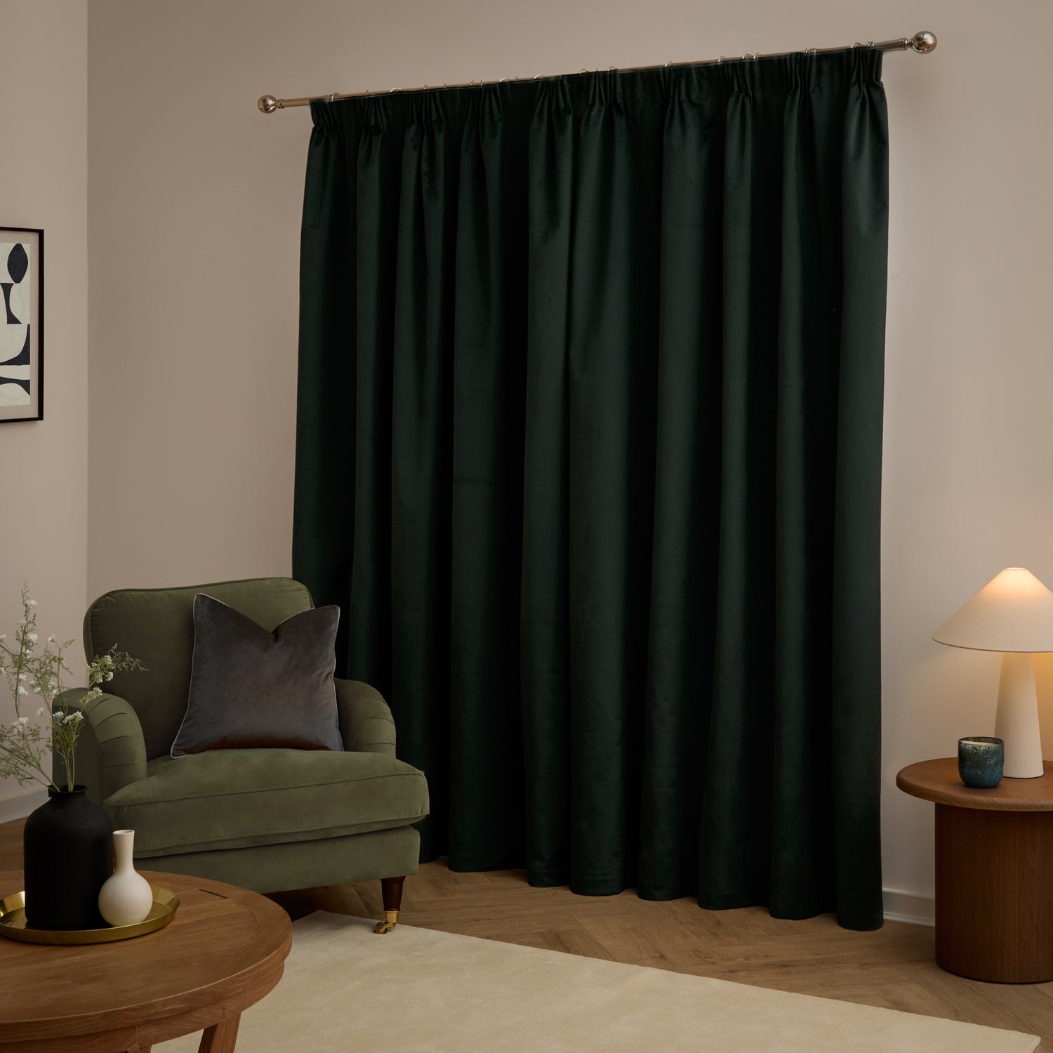 Furn Ultimate Velvet Ready Made Blackout Curtains Black