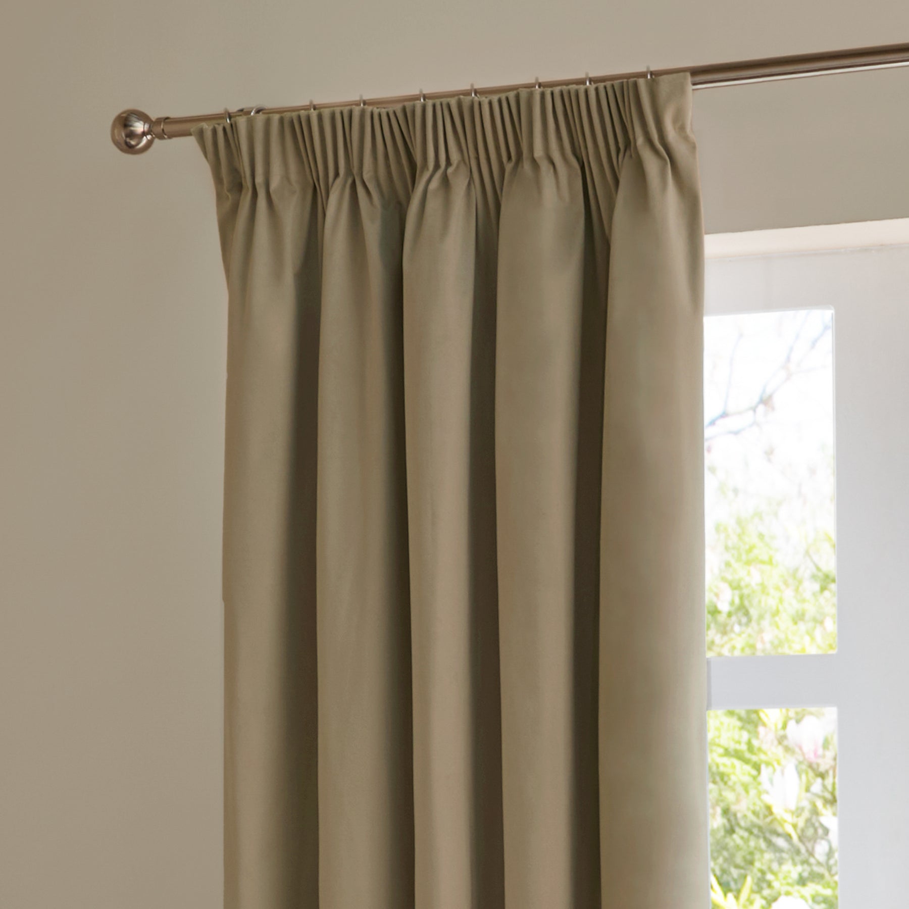 Furn Ultimate Velvet Ready Made Blackout Curtains Mocha