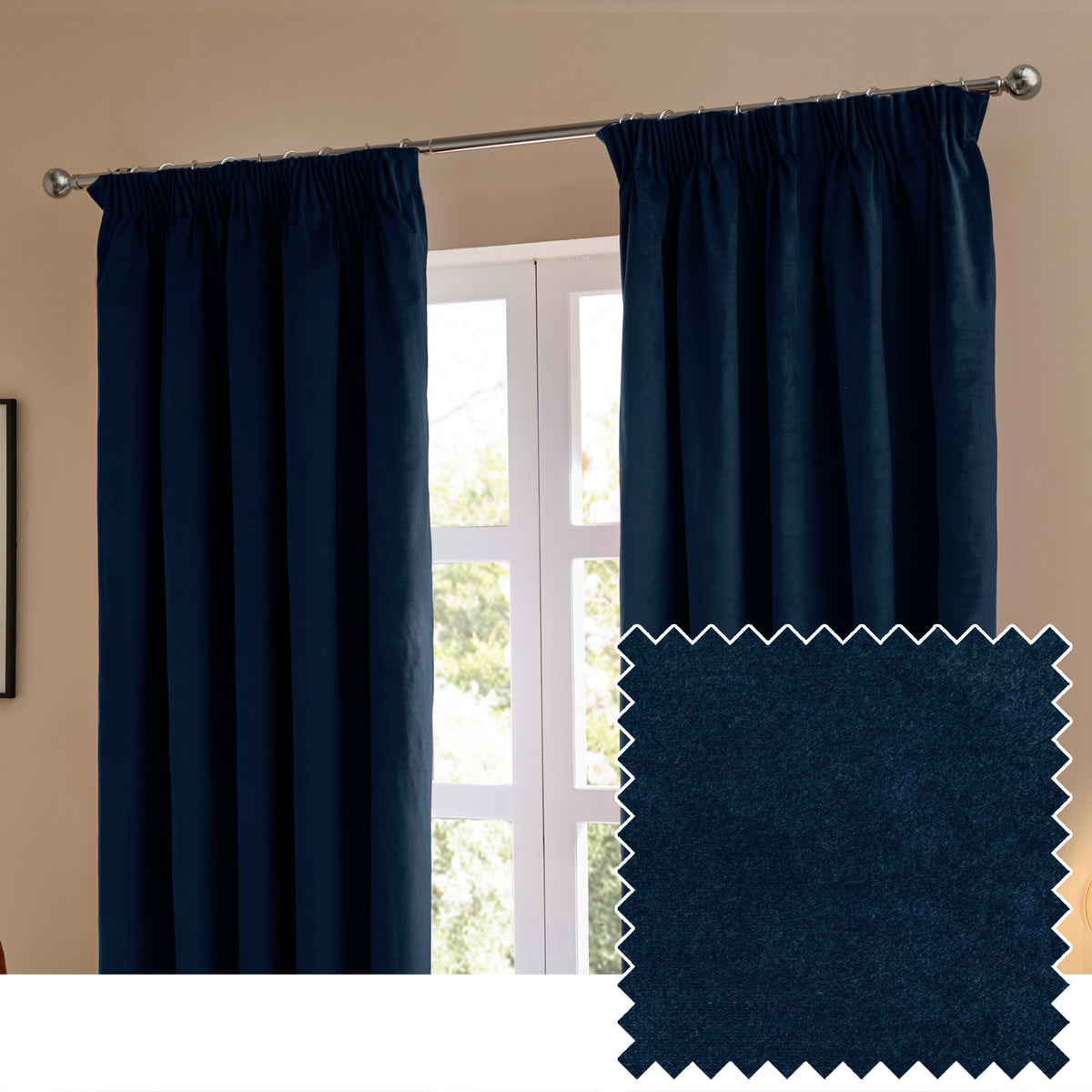 Furn Ultimate Velvet Ready Made Blackout Curtains Royal