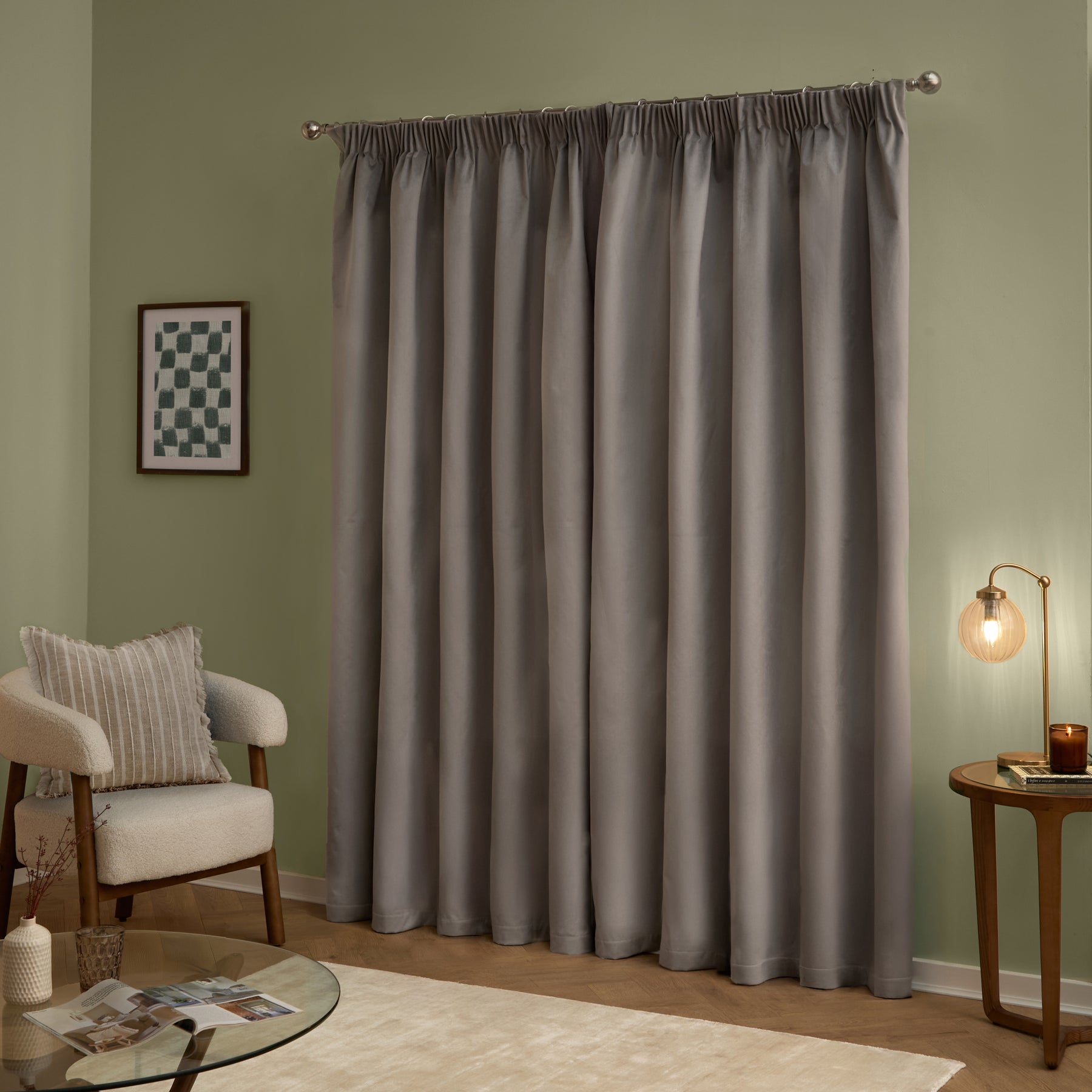 Furn Ultimate Velvet Ready Made Blackout Curtains Silver