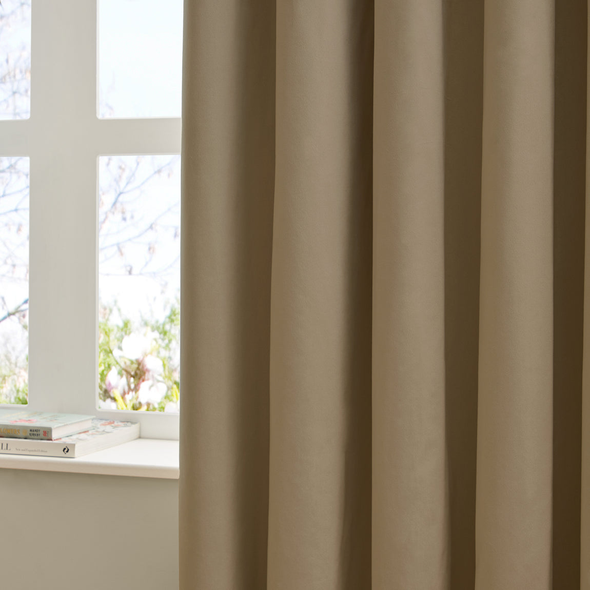 Furn Ultimate Velvet Ready Made Eyelet Blackout Curtains Mocha