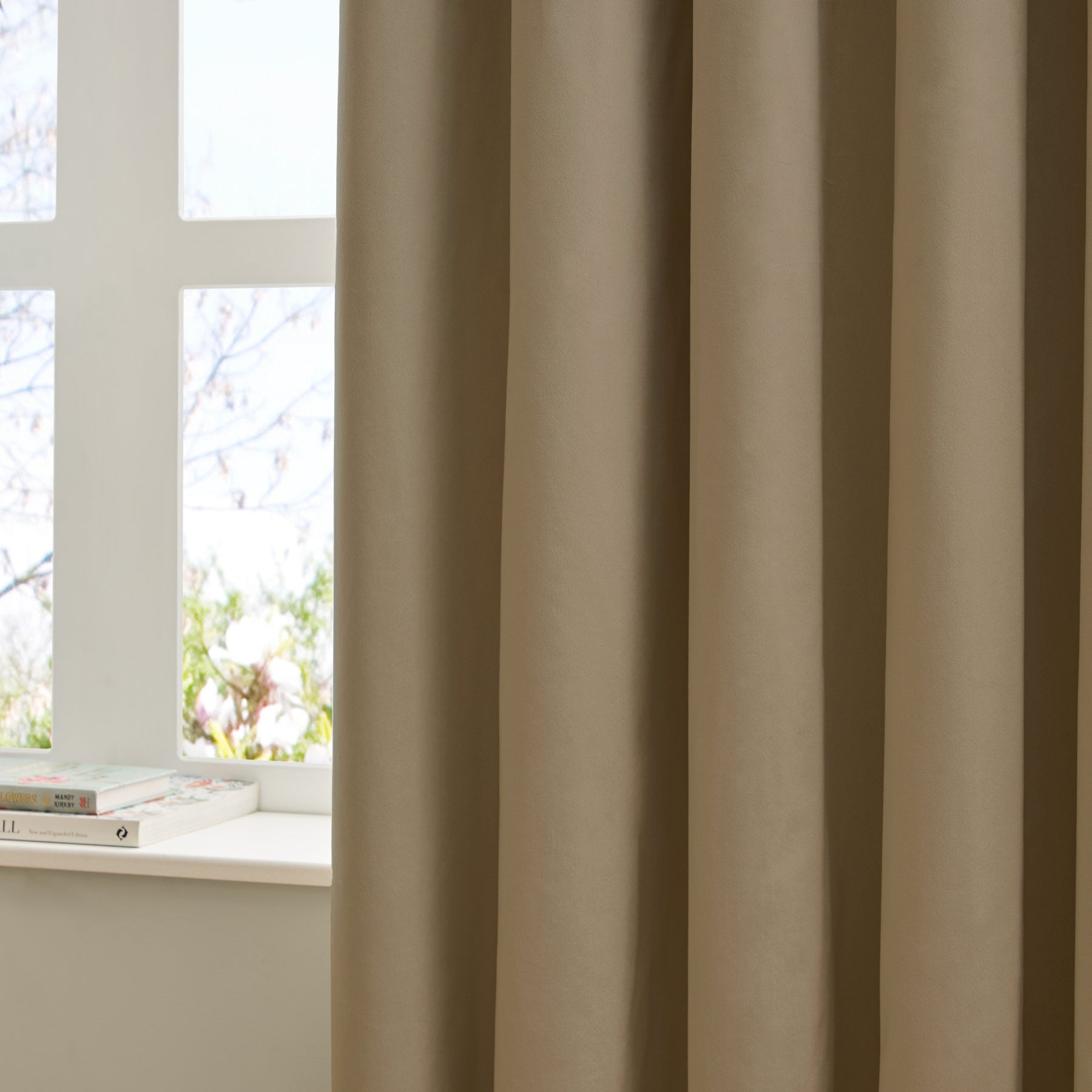 Furn Ultimate Velvet Ready Made Eyelet Blackout Curtains Mocha