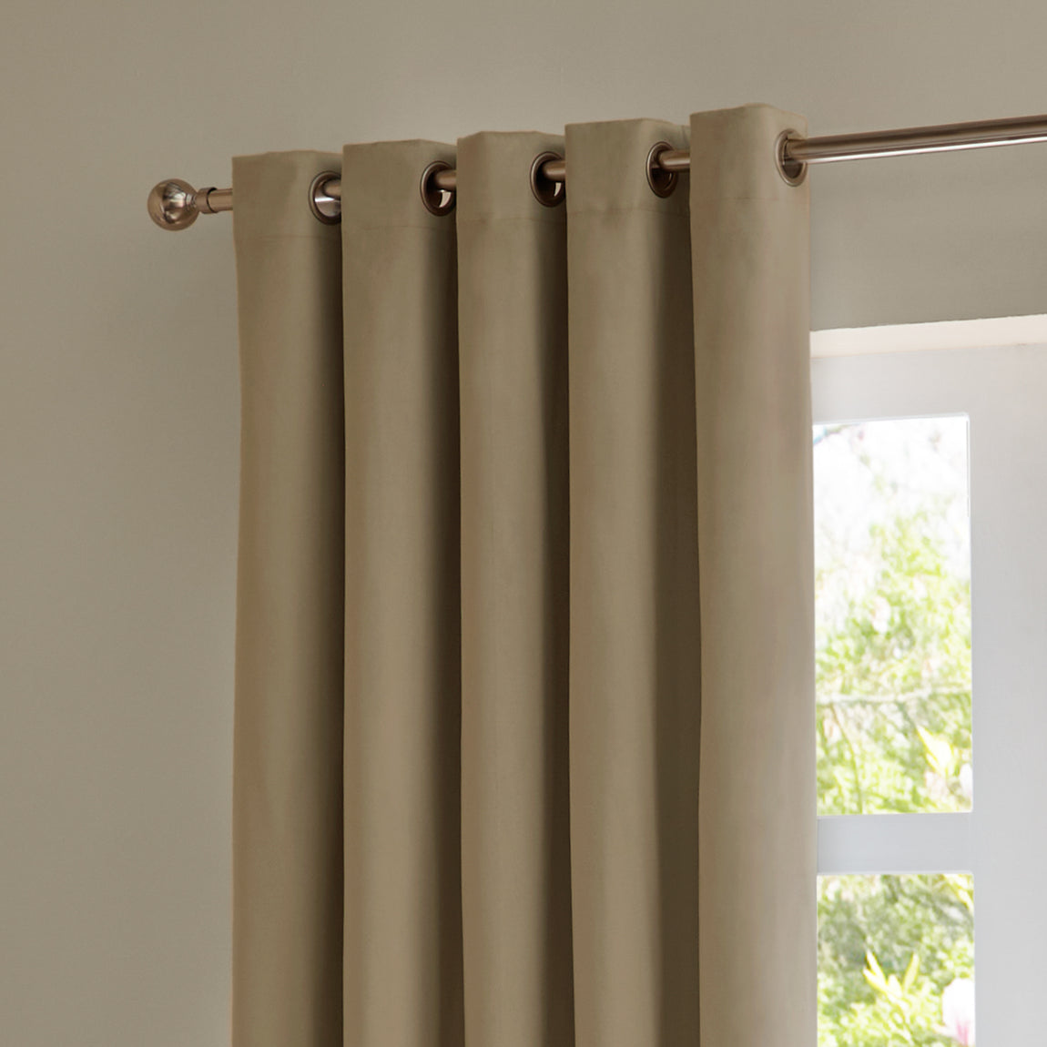 Furn Ultimate Velvet Ready Made Eyelet Blackout Curtains Mocha