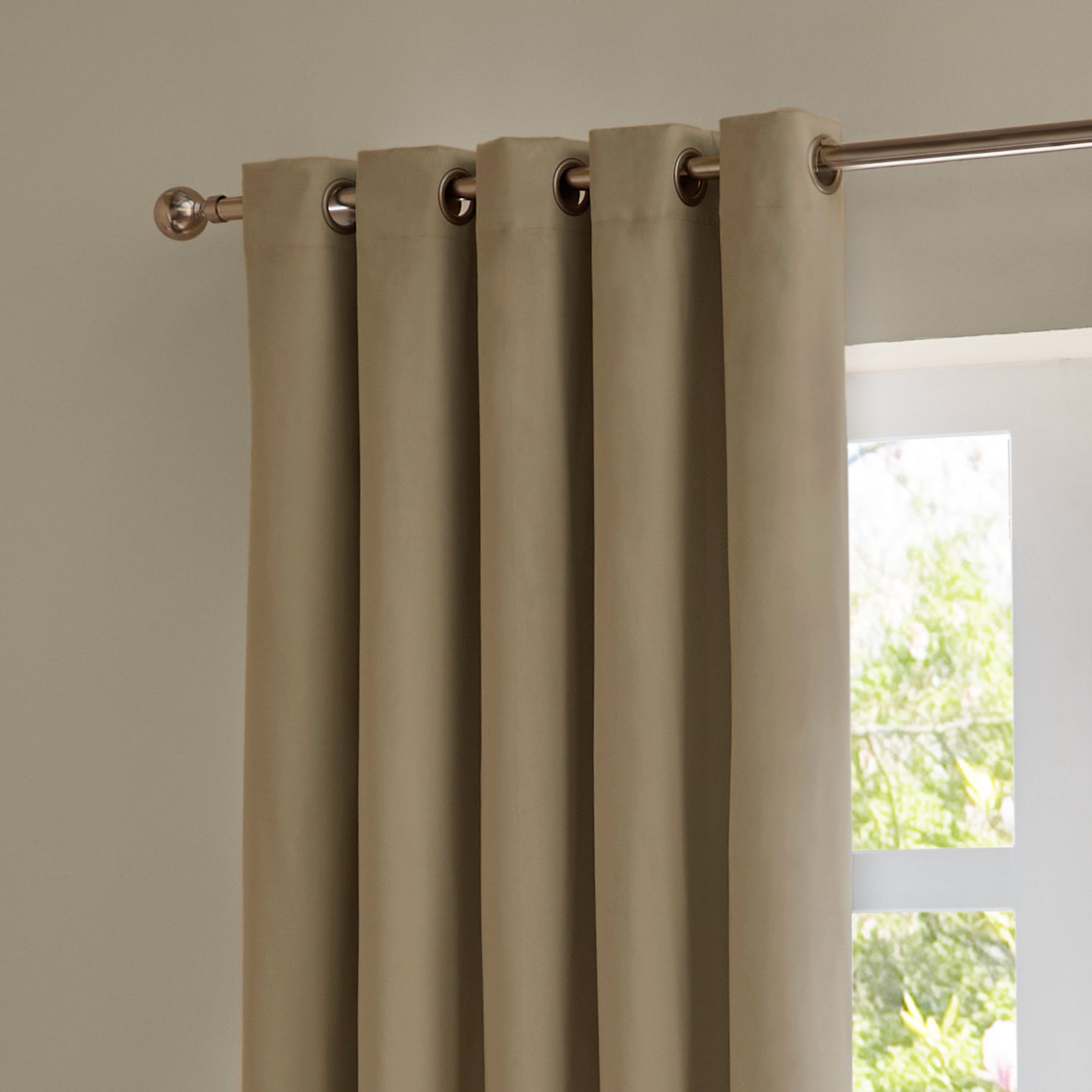 Furn Ultimate Velvet Ready Made Eyelet Blackout Curtains Mocha