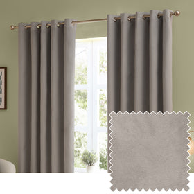 Furn Ultimate Velvet Ready Made Eyelet Blackout Curtains Silver