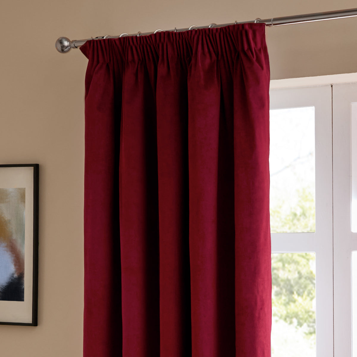 Furn Ultimate Velvet Ready Made Blockout Curtains Burgundy