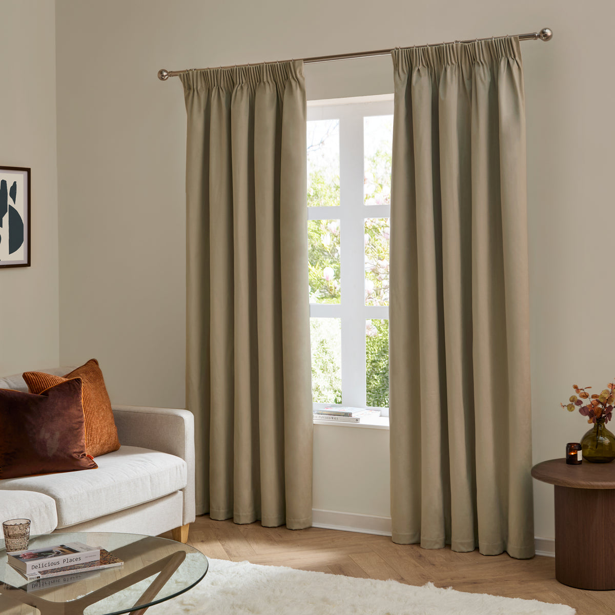 Furn Ultimate Velvet Ready Made Blockout Curtains Mocha