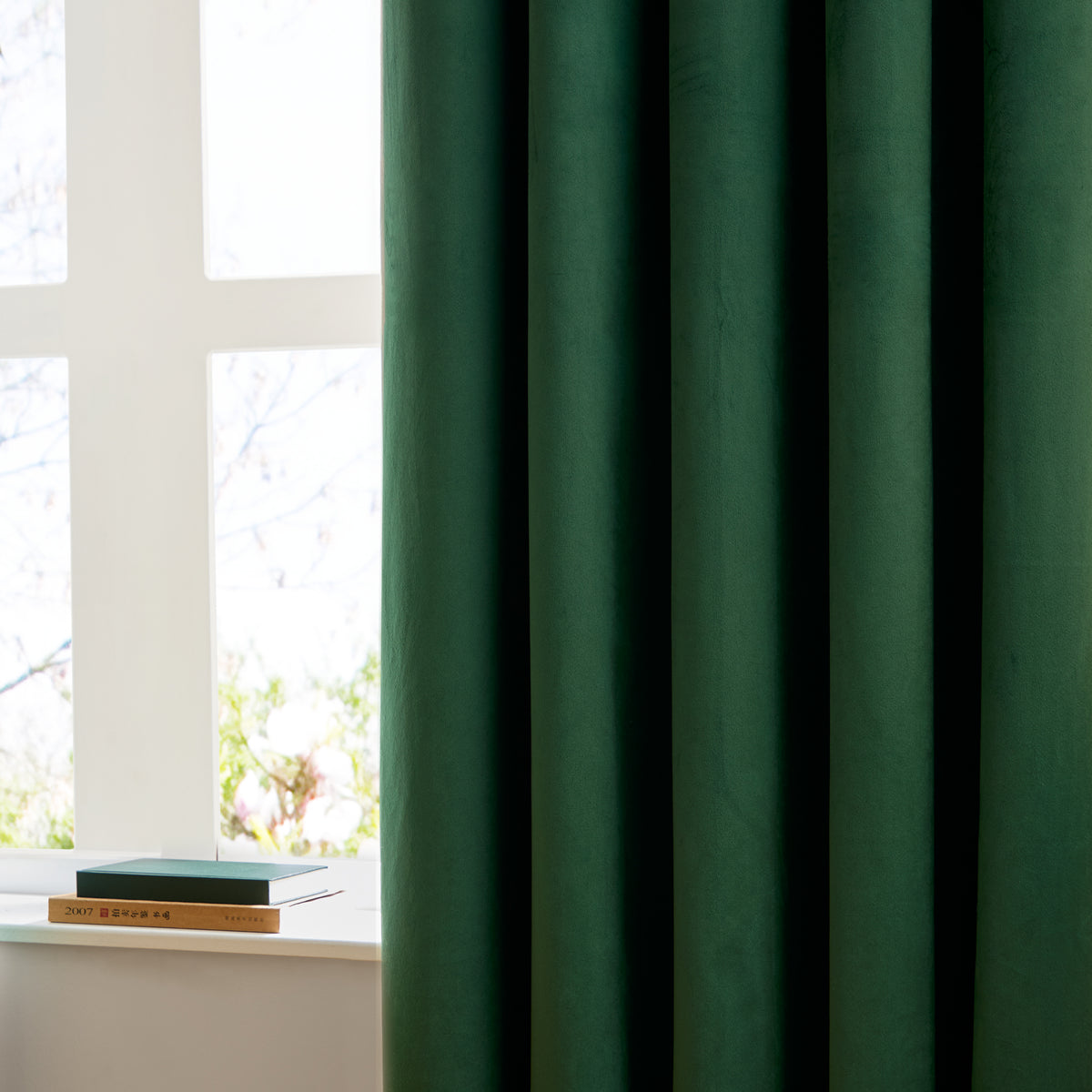 Furn Ultimate Velvet Ready Made Eyelet Blockout Curtains Emerald