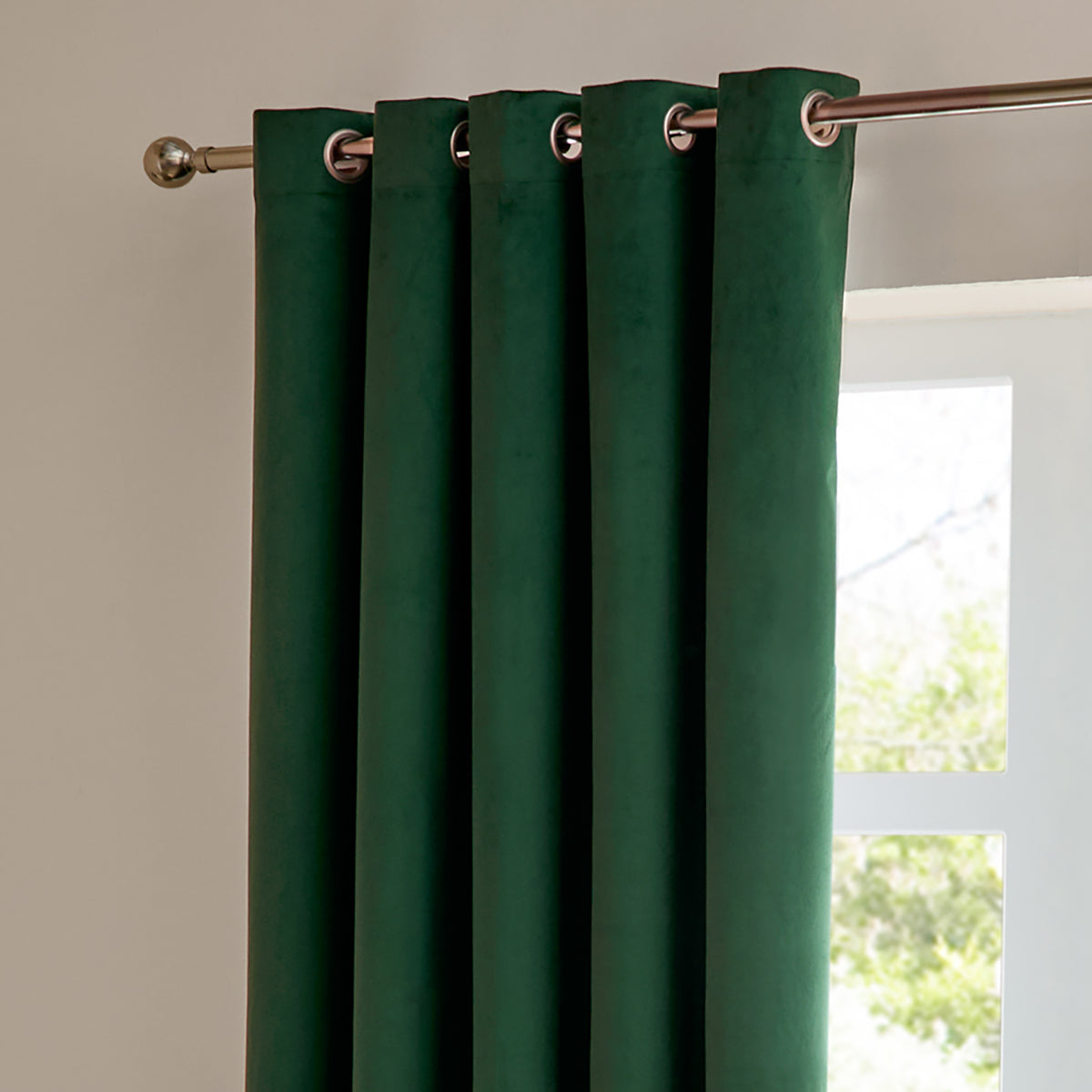 Furn Ultimate Velvet Ready Made Eyelet Blockout Curtains Emerald