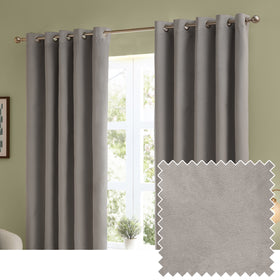 Furn Ultimate Velvet Ready Made Eyelet Blockout Curtains Silver