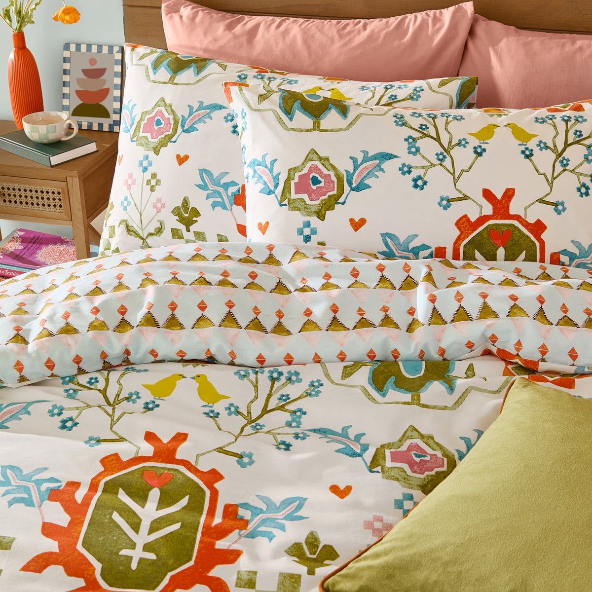 Dilara Printed Duvet Cover Bedding Set Blue