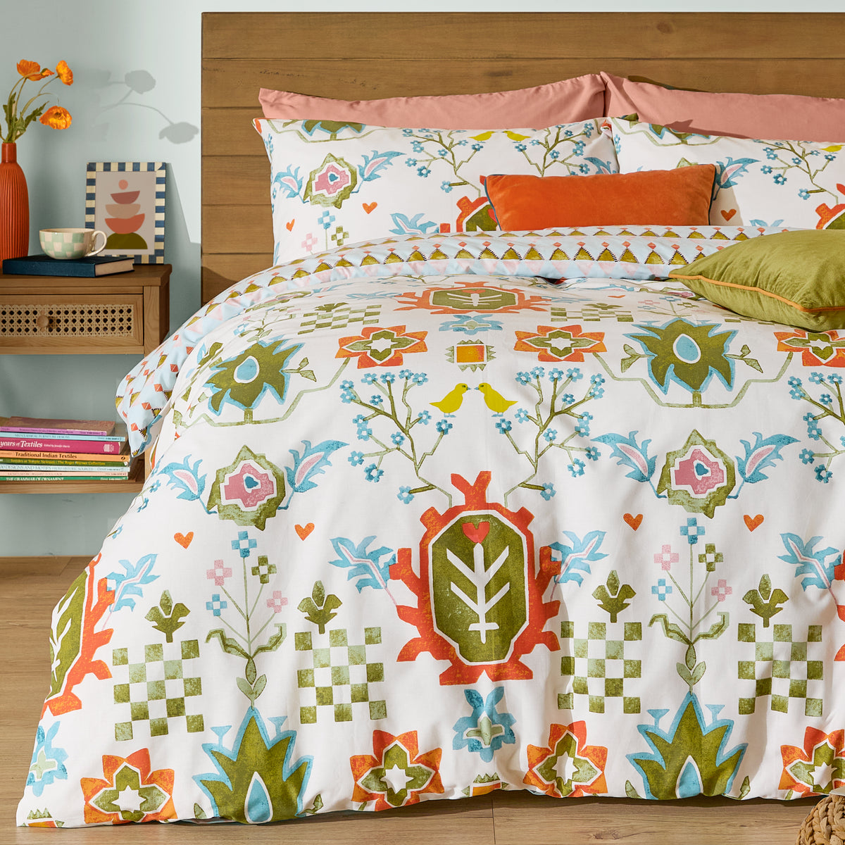 Dilara Printed Duvet Cover Bedding Set Blue